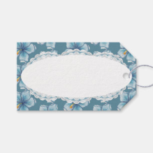 Hibiscus & snöre TURQUOISE Presentetikett