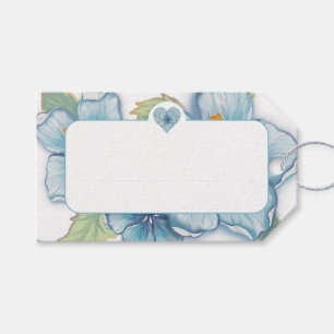 Hibiscus & snöre TURQUOISE Presentetikett