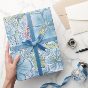 Hibiscus & snöre TURQUOISE Presentpapper