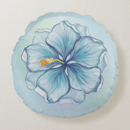 Hibiscus & snöre TURQUOISE Rund Kudde
