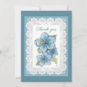 Hibiscus & snöre TURQUOISE Tack Kort