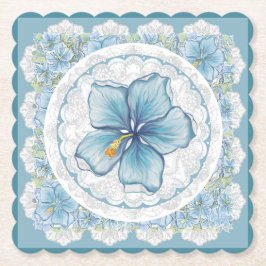 Hibiscus & snöre TURQUOISE Underlägg Papper