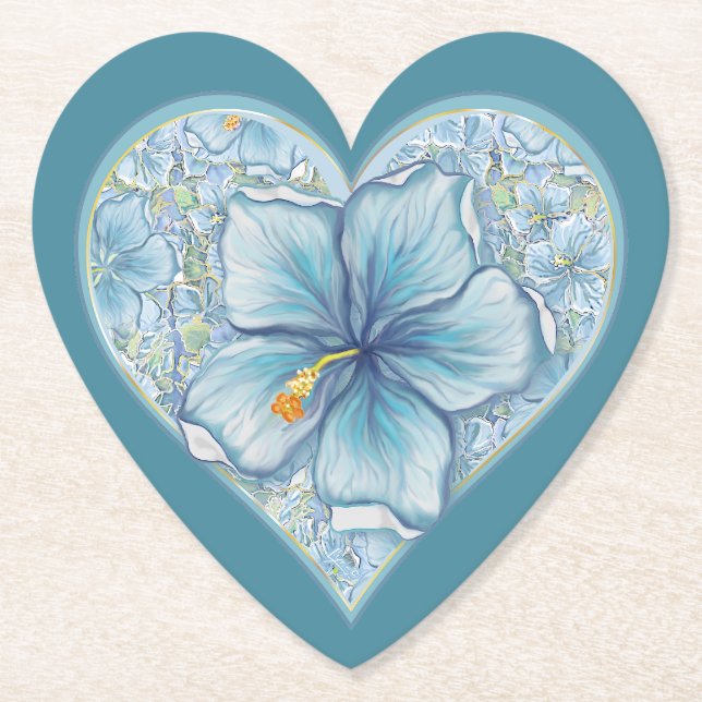 Hibiscus & snöre TURQUOISE Underlägg Papper (Framsida)