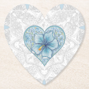 Hibiscus & snöre TURQUOISE Underlägg Papper