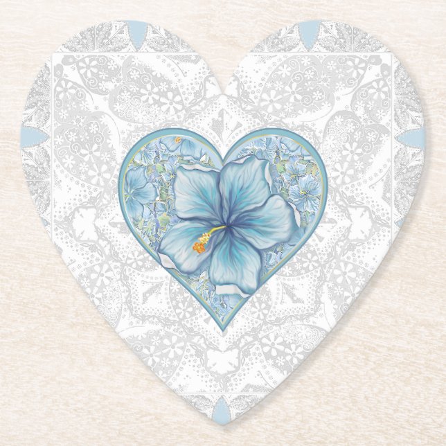 Hibiscus & snöre TURQUOISE Underlägg Papper (Framsida)