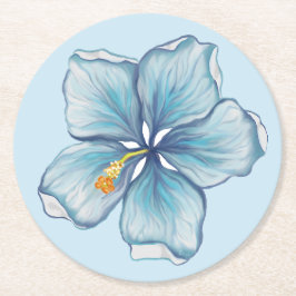 Hibiscus & snöre TURQUOISE Underlägg Papper Rund