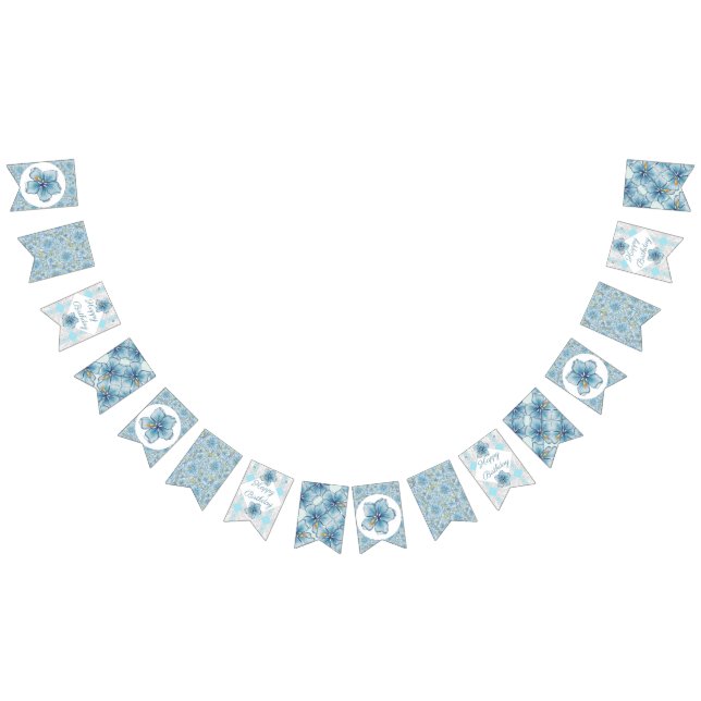 Hibiscus & snöre TURQUOISE Vimplar (Alla)