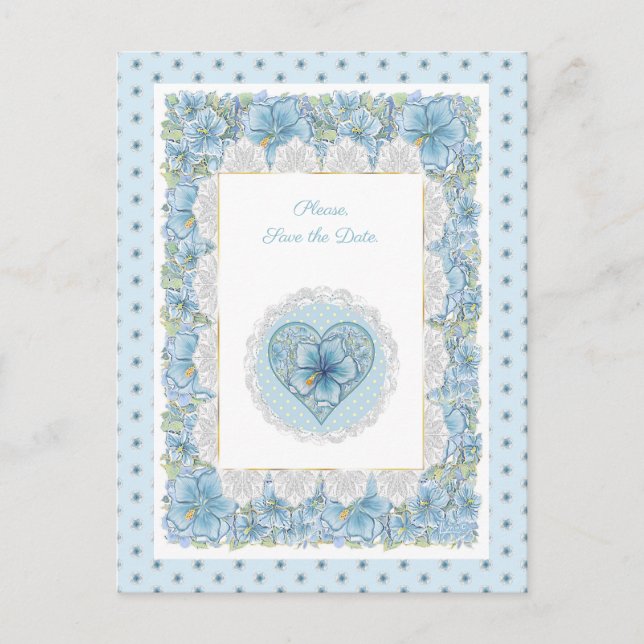 Hibiscus & snöre TURQUOISE Vykort (Framsida)