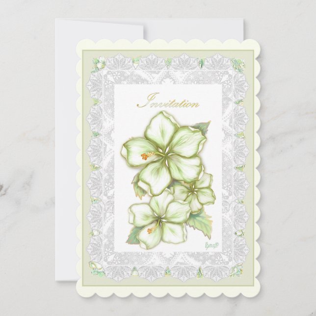 Hibiscus & snöre WHITE (Framsida)