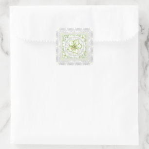 Hibiscus & snöre WHITE Fyrkantigt Klistermärke