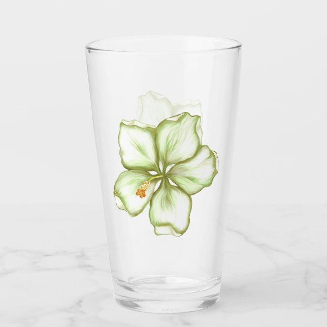 Hibiscus & snöre WHITE Glaskopp (Framsida)