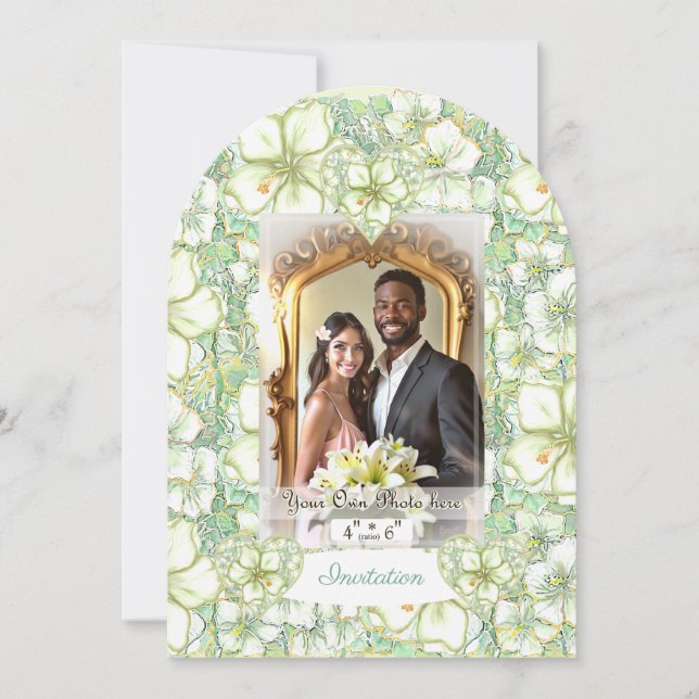 Hibiscus & snöre WHITE Inbjudningar (Framsida)