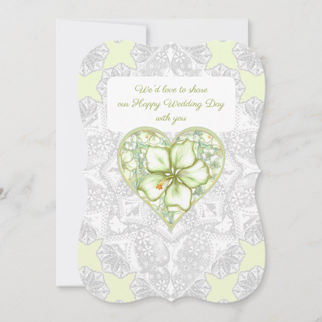 Hibiscus & snöre WHITE Inbjudningar (Framsida)