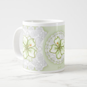 Hibiscus & snöre WHITE Jumbo Mugg