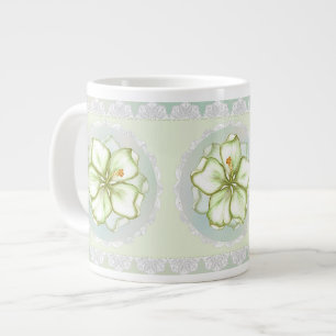Hibiscus & snöre WHITE Jumbo Mugg