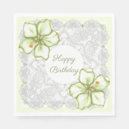 Hibiscus & snöre WHITE Pappersservett