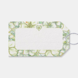 Hibiscus & snöre WHITE Presentetikett