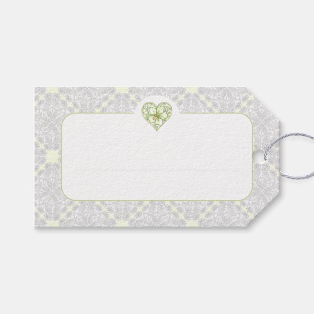 Hibiscus & snöre WHITE Presentetikett (Framsidan (Horisontell))