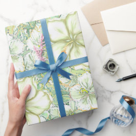 Hibiscus & snöre WHITE Presentpapper