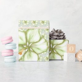 Hibiscus & snöre WHITE Presentpapper