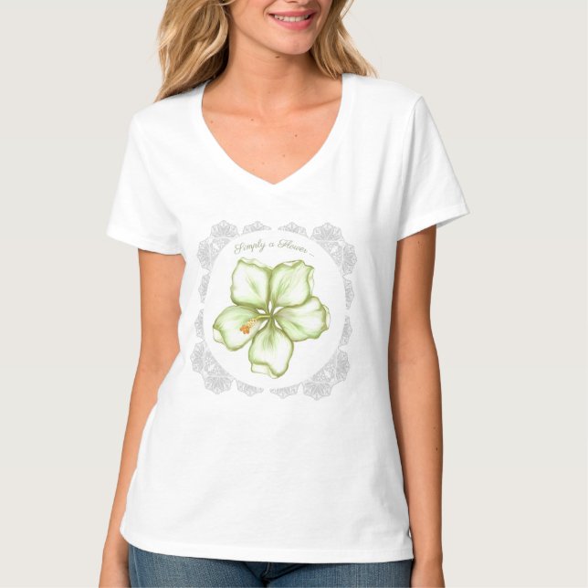 Hibiscus & snöre WHITE T Shirt (Framsida)
