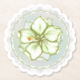 Hibiscus & snöre WHITE Underlägg Papper