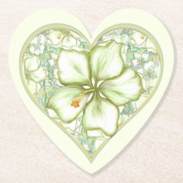 Hibiscus & snöre WHITE Underlägg Papper