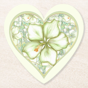 Hibiscus & snöre WHITE Underlägg Papper