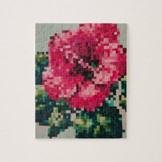 Hibiscus Soft Pastel Blommigt Pixel Art Pussel