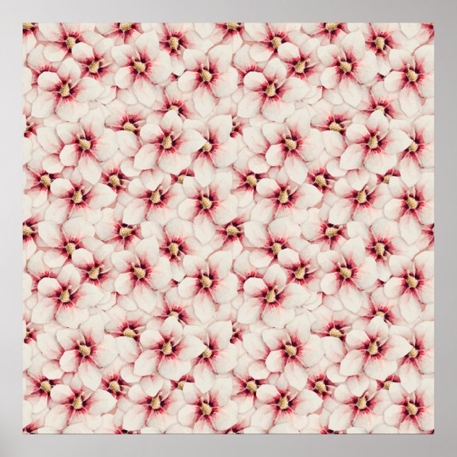 Hibiscus, sömlös mönster poster (Framsidan)