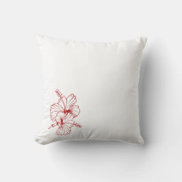 Hibiscus Square Pillow | Elegant Floral Throw Pill Kudde