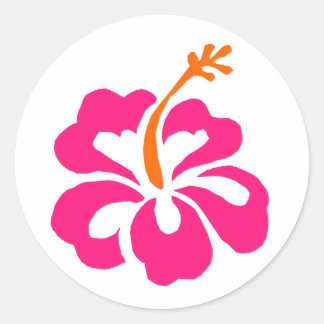 Hibiscus Sticker Runt Klistermärke
