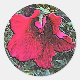 Hibiscus Stickers Runt Klistermärke
