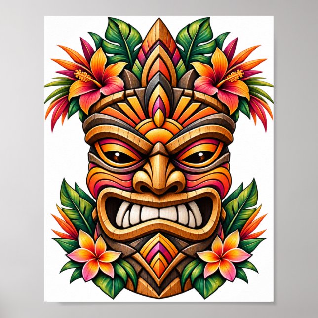 Hibiscus Sunset Tiki Affisch (Framsidan)