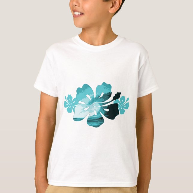 Hibiscus surfa stil t-shirt (Framsida)