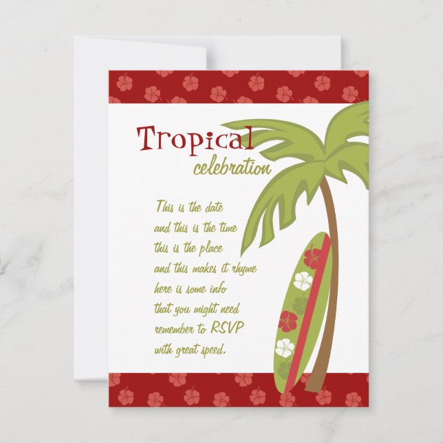 Hibiscus Surfboard Inbjudningar (Framsida)