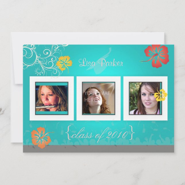 Hibiscus/Swirls/tropiska blommor Inbjudningar (Framsida)