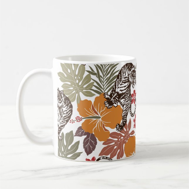 Hibiscus Tiger, Exotic Mönster. Kaffemugg (Vänster)