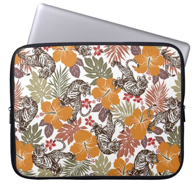 Hibiscus tiger mönster laptop fodral (Framsidan)