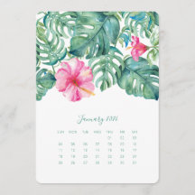 Hibiscus (Top Calendar Card) för januari-skrivbord