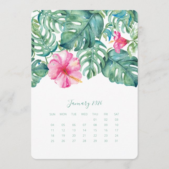 Hibiscus (Top Calendar Card) för januari-skrivbord Meny (Framsida)