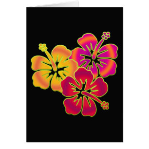 hibiscus trio BG svart Hälsningskort