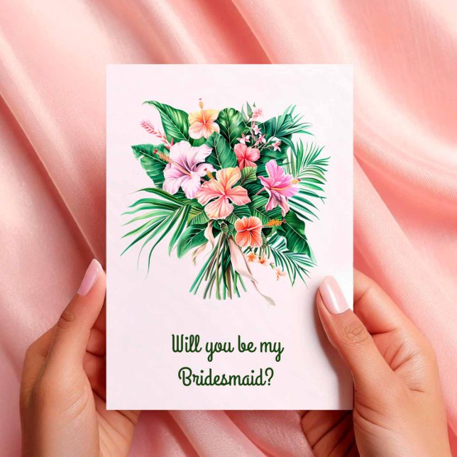 Hibiscus Tropical Bouquet-Bröllopsfesten Frieri Inbjudan (Hibiscus Bouquet Wedding Party Proposal Card)