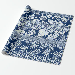 Hibiscus tropiska löv hawaiian ornament wallpap presentpapper
