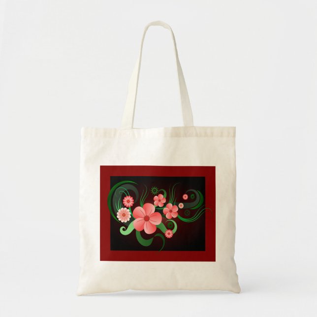 Hibiscus Vector Flower Blommigt Budget Tote bags Tygkasse (Framsidan)