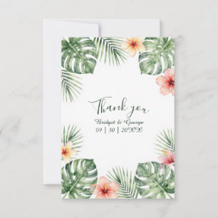 Hibiscus Vintage Hawaii Blommor Tropisk Bröllop Tack Kort