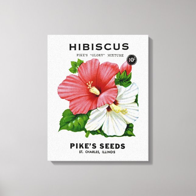 Hibiscus Vintage Seed Packet Canvastryck (Framsida)