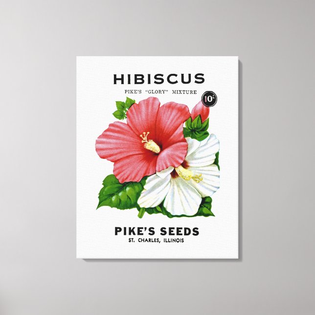 Hibiscus Vintage Seed Packet Canvastryck (Framsida)