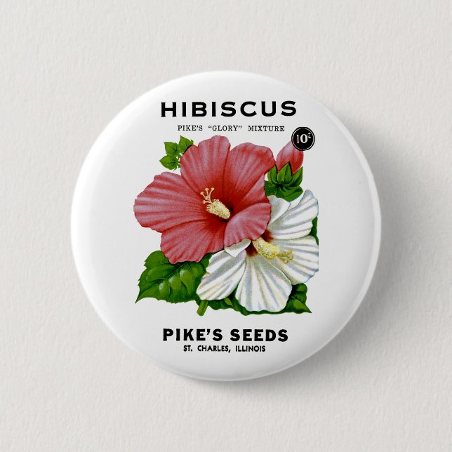 Hibiscus Vintage Seed Packet Knapp (Framsida)