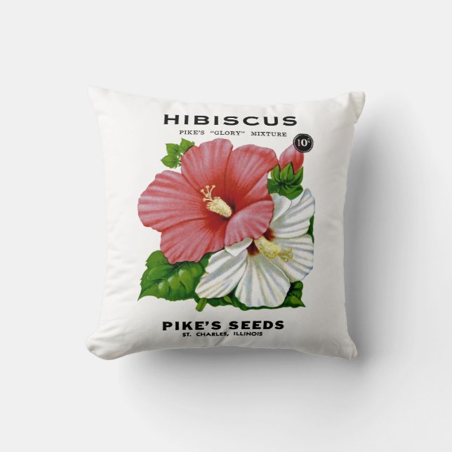 Hibiscus Vintage Seed Packet Kudde (Framsida)
